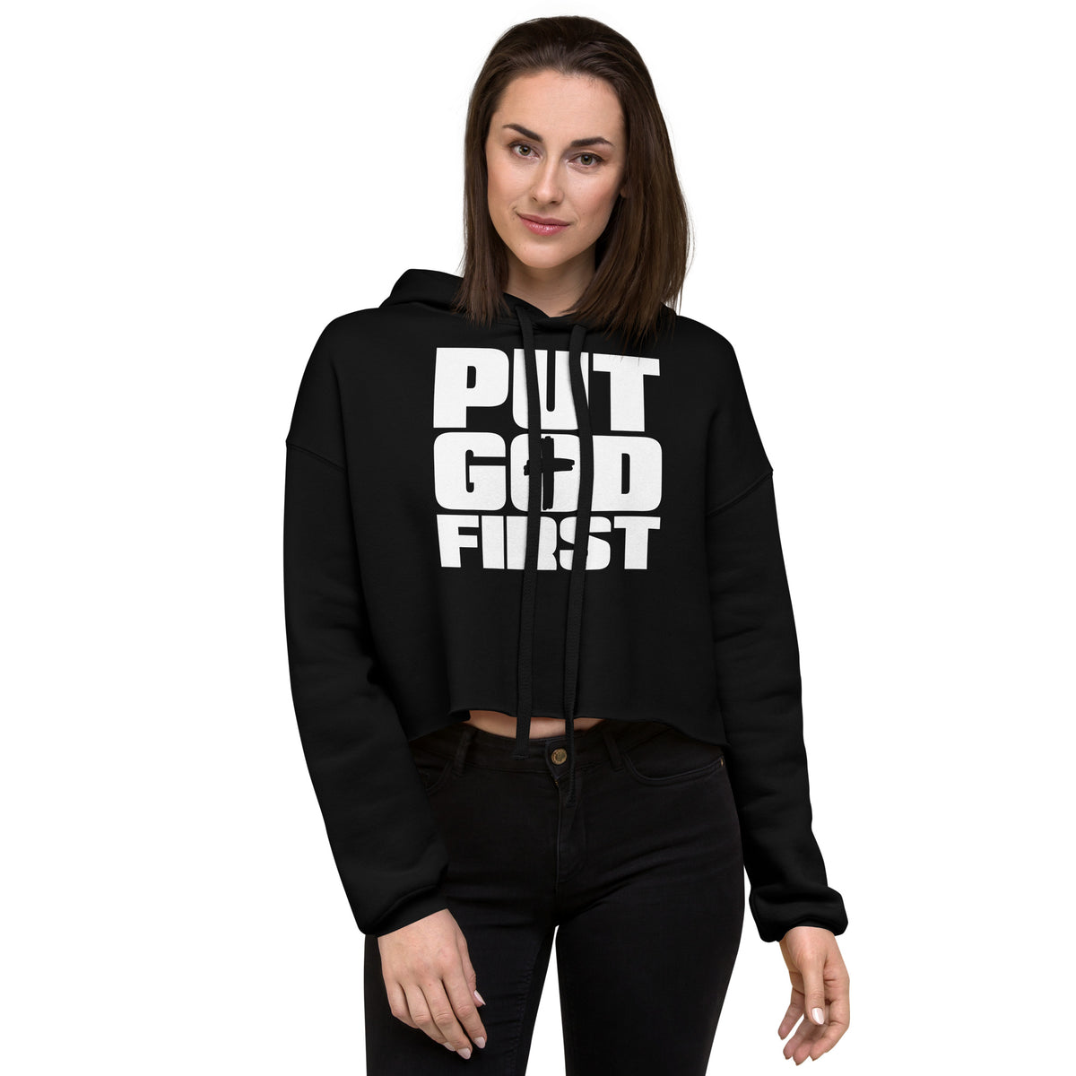 Put GOD First Crop Hoodie